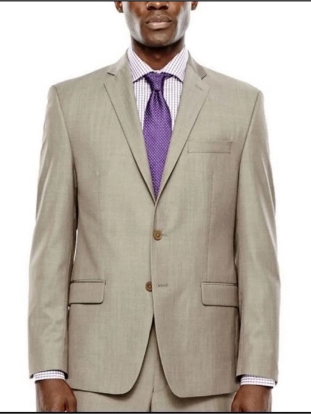 JF J.Ferrar Cream Slim Fit Single Breasted Two Button Blazer - Size 38R